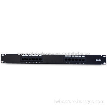 CAT 5e/6 Patch Panel with 16 or 24 Ports and 19 Inches Length, Krone/110 Dual IDC Type